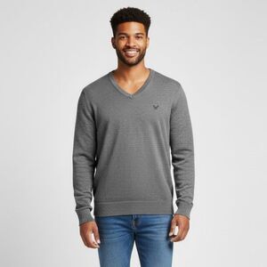 American Eagle Outfitters Men's Charcoal Gret V-Neck Sweater Size Medium